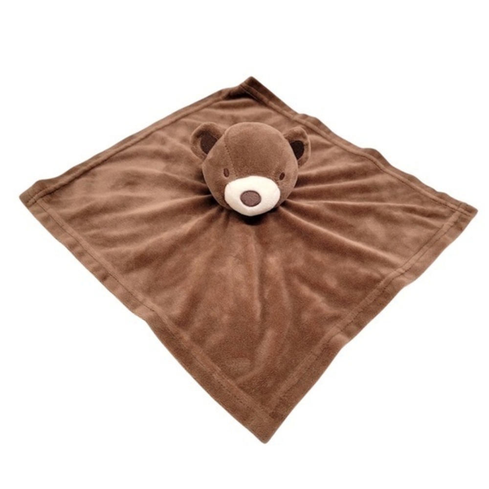 Baby Essentials Teddy Bear Square Lovey Lovee Blanket Toy Brown